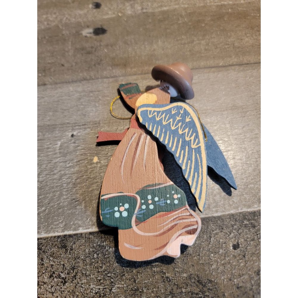 Wooden angel AS IS wings flying ornament xmas - Picture 5 of 5